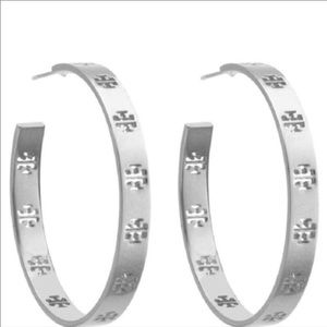 Tory Burch T Hoop pierced earrings
